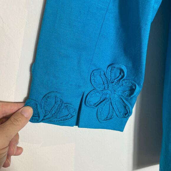 Susan Graver Jacket Blazer SZ S Textured Embellished Linen Blend Career Occasion - Picture 11 of 11